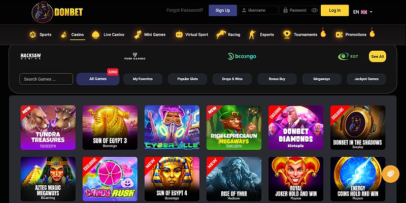 a screenshot of an online casino