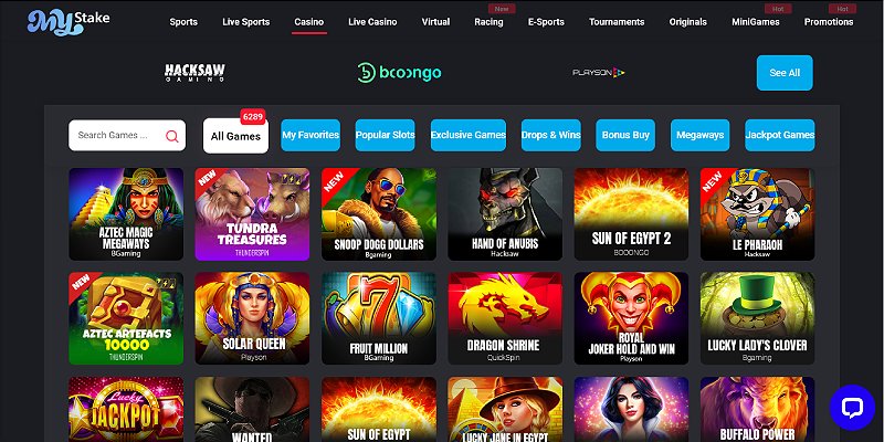 a screenshot of an online casino