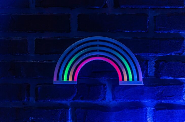 Rainbow brick wall