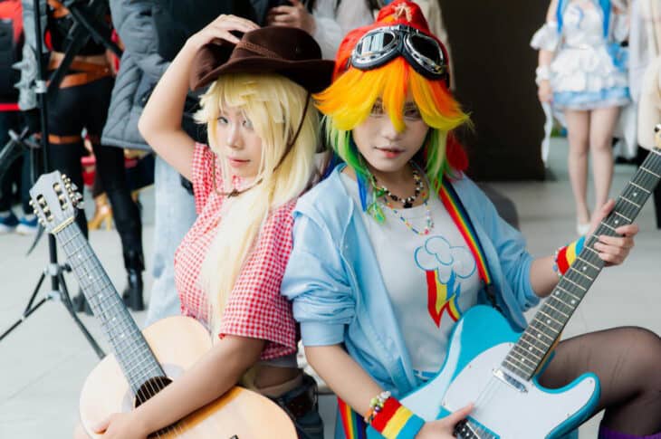 Rainbow hair and guitar