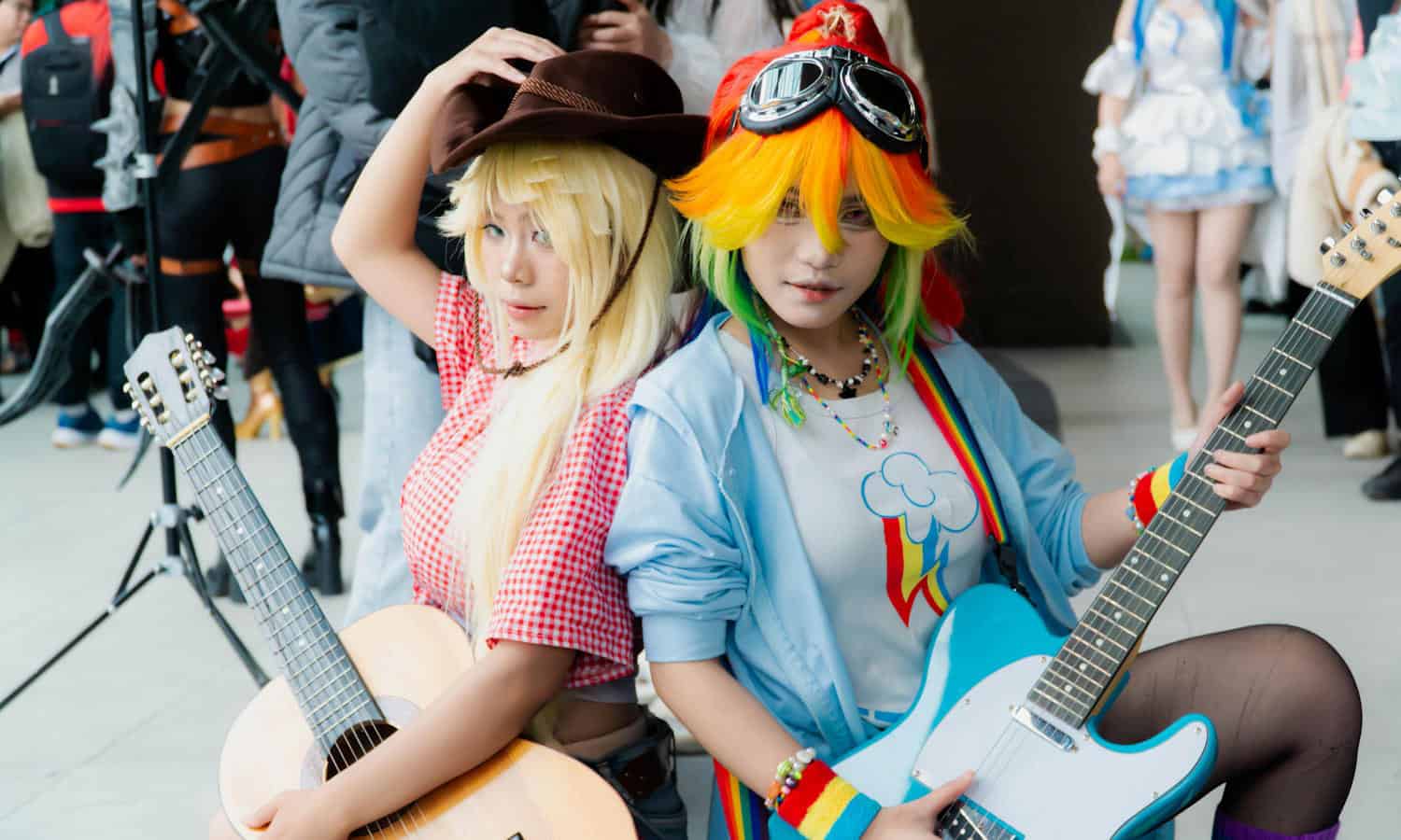 Rainbow hair and guitar