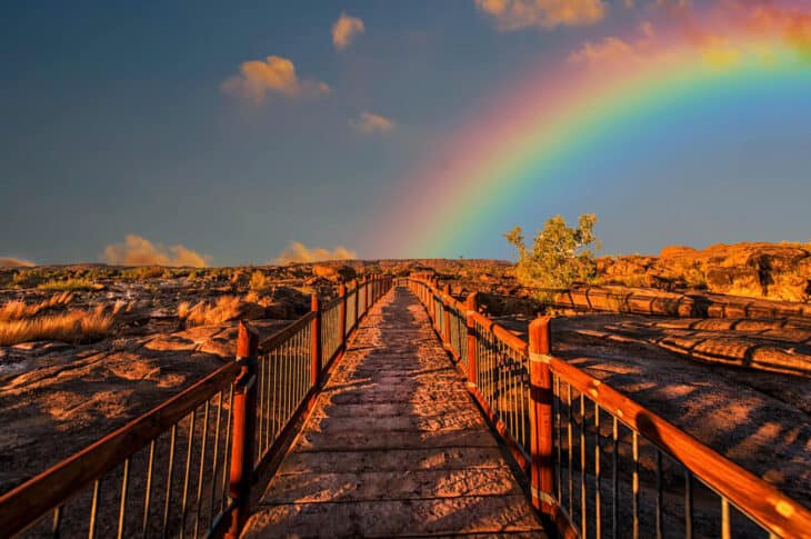 Rainbow in sky