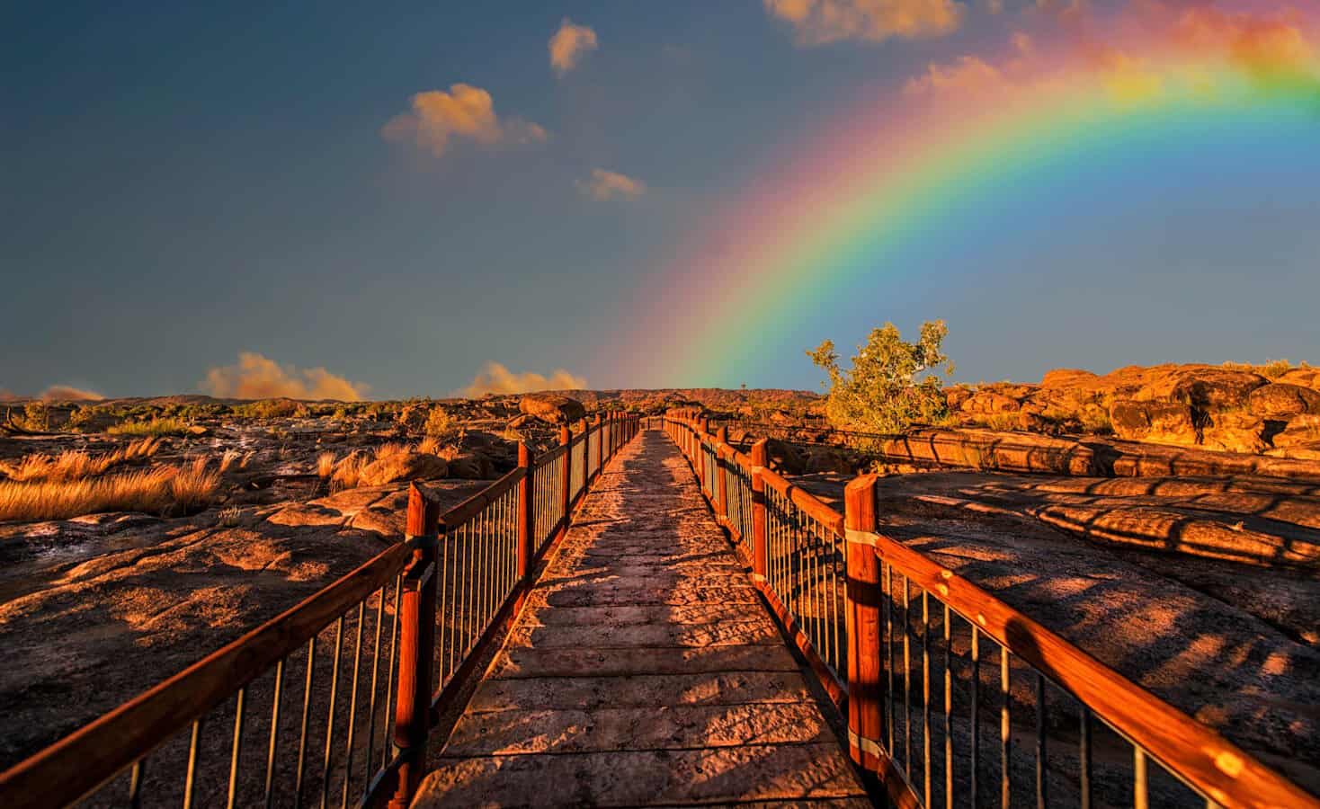 Rainbow in sky