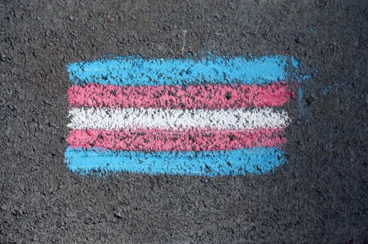 Trans flag in chalk
