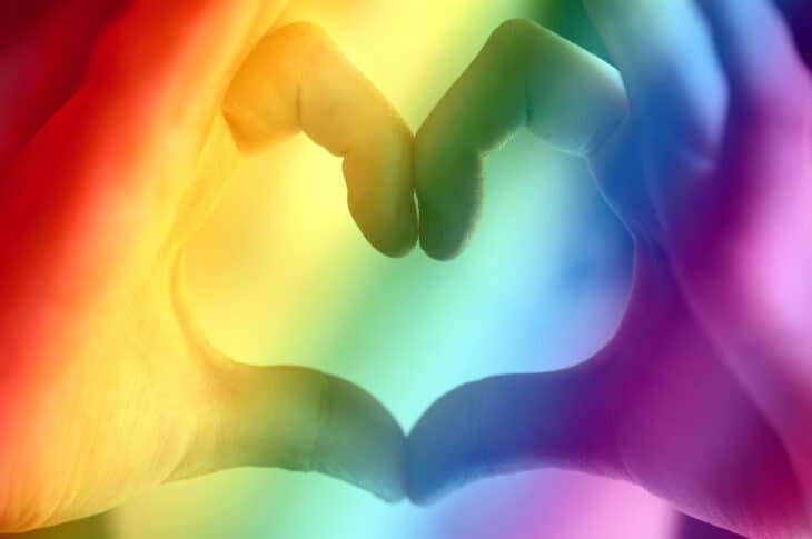 Rainbow finger heart