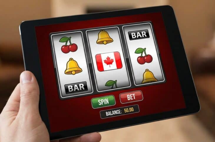 Person playing online casino on tablet