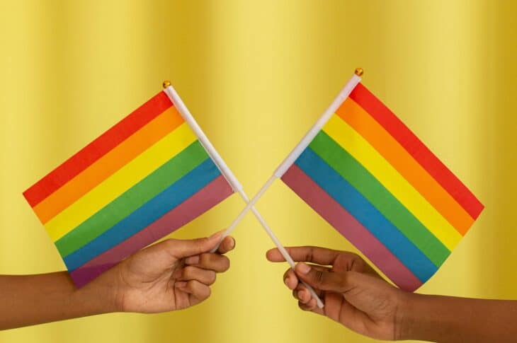 Two rainbow flags