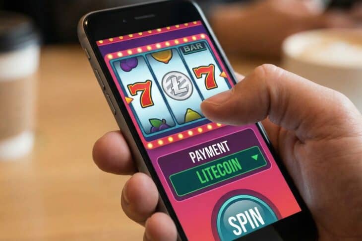Litecoin casino slots displayed on a smartphone
