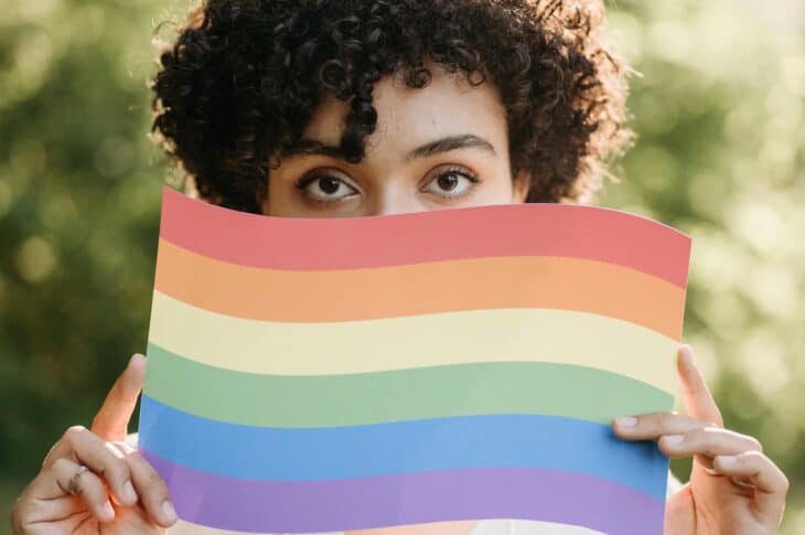 Black woman with rainbow