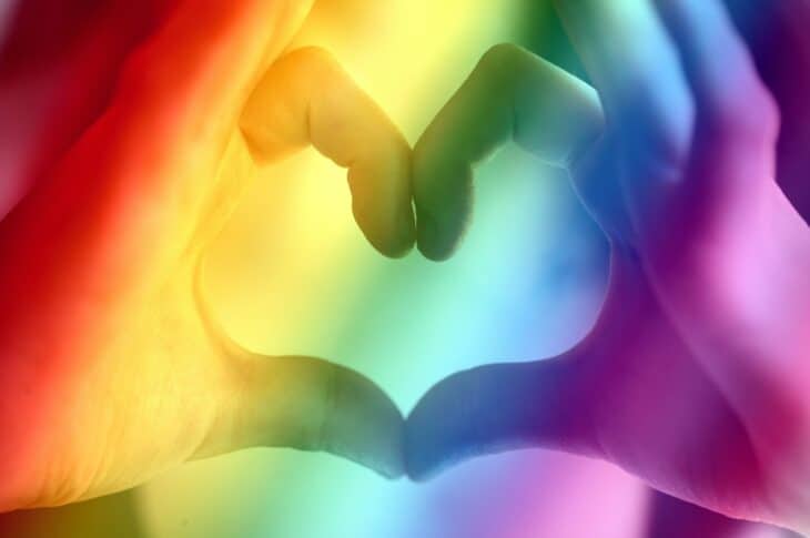 Rainbow finger heart