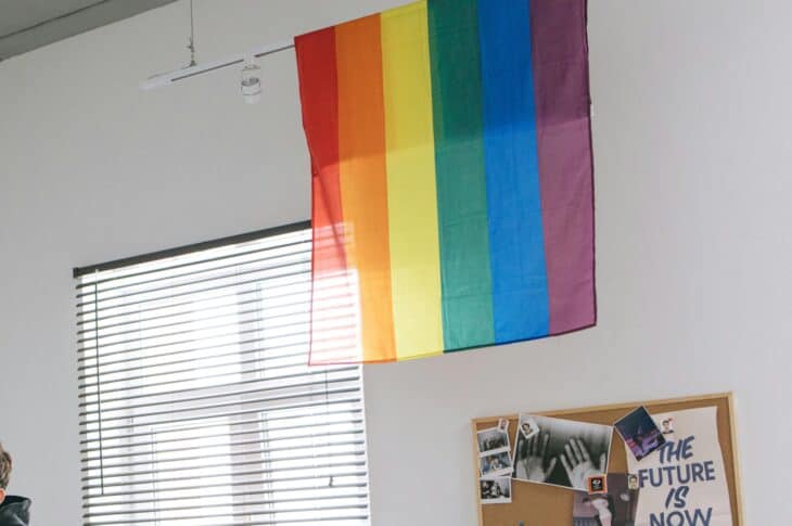 Rainbow flag in workplace