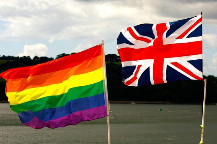 UK flag and pride flag